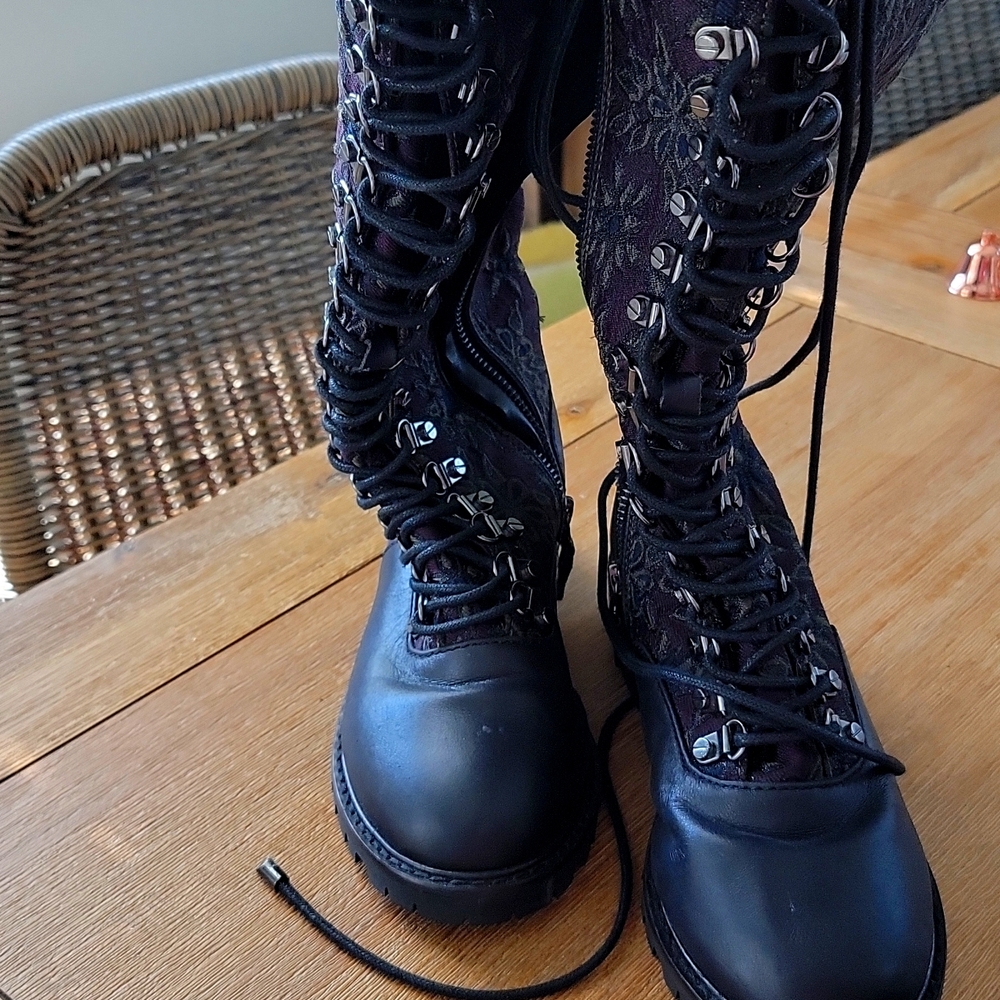 Alice and olive lace up tall combat boots